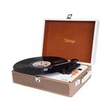 Pikap Müzik Kutusu Vintage Nostaljik Retro Pikap Plak Iğne Dahil 3.5mm Bluetooth Aux Hoparlörlü - Bordo