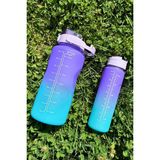 Pikas Motivasyonel 2li Su Matarası Su Şişesi Suluk 2 Lt 900ML Yavrulu Spor Salonu Su Şişesi Sticker Hediye