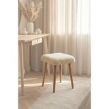 Pikas Peluş Kumaşlı Dekoratif Puf, Tabure 5983 - 38x38 - Bej