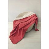 Pikas Yeşilhome Çift Kişilik Pamuk Battaniye, Çift Taraflı Battaniye Pembe-Krem - Pembe - Krem - 200 x 230 cm
