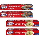 Piknik Alüminyum Folyo 8 M Ve Streç Film 30 M 4 Lü Karma Paket