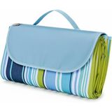 Piknik Örtüsü, Çanta Kamp Matı, Plaj Matı, Piknik Yer Örtüsü, Seyahat, Kamp, Outdoor, Park Çim Kum Tutmaz, Su Geçirmez, Kullanışlı Çanta Model, Katlanabilir 200X150cm - Mavi Yeşil Çizgiler
