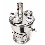 Piknik Sepeti BÜYÜK SEMAVER 12 LİTRE ÇİFT MUSLUK + 2 DEMLİK HEDİYELİ ÇAY SETİ İÇİNDE 0.60 KALIN KROM PASLANMAZ SAC(JUMBO BOY)