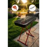 Piknik Sepeti Katlanabilir Ayaklı Emaye Mangal 65X35 Cm Piknik Kamp Izgarasıa