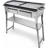 Piknik Sepetim Büyük Mangal Yağ Kanallı Izgara 35X90 Yağdaklıklı Üst Izgara 90 cm Yükseklik - 30x50
