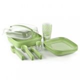 Piknik Seti -32 Parça ( İçiçe Geçebilen Çatal+Kaşık+Bıçaklı) Yeşil