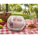 Piknik Tabak Seti Taşıma Kutulu, Pembe, Şeffaf Kapaklı | Taşınabilir Saklama, Kilitli Kapak, Piknik İçin İdeal, Şeffaf Kutu, Çok Parçalı Set