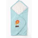 Piko Bebek Arabası Puset Battaniye 90x90 cm Aslan Nakışlı Turkuaz