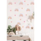 Piksel Grafik Mini Gökkuşağı Ve Kalpler Çocuk Odası Duvar Sticker