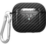 Pilanix Apple AirPods 3 Için Karbon Desenli Sert Kancalı-Askılı Kılıf - Siyah