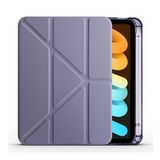 Pilanix Apple Ipad Mini 6 Kılıf Arkasi Silikon Kalemlikli Standlı Trifolding Kılıf Mor