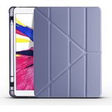 Pilanix Apple İpad Pro 11 2021 Kılıf Arkası Silikon Kamelikli Standlı Kapaklı Trifolding Kılıf Mor