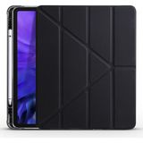 Pilanix Apple iPad Pro 12.9 2021 Için Kalem Koymalı Arkası Silikon Standlı Trifolding Kılıf - Siyah