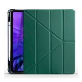 Pilanix Apple iPad Pro 12.9 2021 Için Kalem Koymalı Arkası Silikon Standlı Trifolding Kılıf - Yeşil
