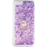 Pilanix Apple İphone 6-6S Kılıf Simli Sıvılı Kalplı Yüzüklü Milce Kapak Mor