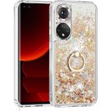 Pilanix Huawei Honor 50 Kılıf Yüzüklü Standlı Içi Sulu Hareketli Milce Kapak - Gold