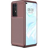 Pilanix Huawei P40 Pro Kılıf Karbon Desenli Lux Negro Silikon Kahverengi