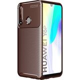 Pilanix Huawei Y6P Kılıf Karbon Desenli Lux Negro Silikon Kahverengi
