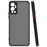 Pilanix Infinix Hot 12 Kılıf Renkli Kenarlı Buzlu Kamera Korumalı Hux Kapak - Siyah
