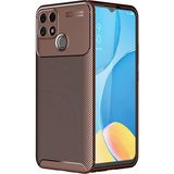Pilanix OPPO A15 Kılıf Karbon Desenli Lux Negro Silikon Kahverengi