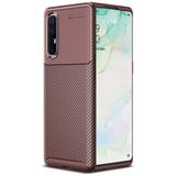 Pilanix OPPO Reno 3 Pro Kılıf Karbon Desenli Lux Negro Silikon Kahverengi