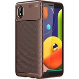 Pilanix Samsung Galaxy A01 Core Kılıf Karbon Desenli Lux Negro Silikon Kahverengi
