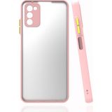 Pilanix Samsung Galaxy A03S Kılıf Renkli Kenarlı Buzlu Kamera Korumalı Hux Kapak Pembe