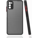 Pilanix Samsung Galaxy A03S Kılıf Renkli Kenarlı Buzlu Kamera Korumalı Hux Kapak Siyah