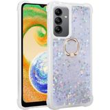 Pilanix Samsung Galaxy A04S Kılıf Simli Sıvılı Kalpli Yüzüklü Milce Kapak - Gri