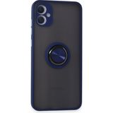 Pilanix Samsung Galaxy A05 Kılıf Kamera Korumalı Yüzüklü Manyetik Standlı Arkası Buzlu Iring Kapak - Lacivert