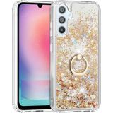 Pilanix Samsung Galaxy A05S Kılıf Yüzüklü Standlı Içi Sulu Hareketli Milce Kapak - Gold