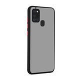 Pilanix Samsung Galaxy A21S Kılıf Kamera Korumalı Silikon Kenarlı Buzlu Hux Kapak Siyah