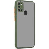 Pilanix Samsung Galaxy A21S Kılıf Kamera Korumalı Silikon Kenarlı Buzlu Hux Kapak Yeşil