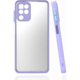 Pilanix Samsung Galaxy A22 4G Kılıf Renkli Kenarlı Buzlu Kamera Korumalı Hux Kapak Mor