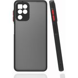 Pilanix Samsung Galaxy A22 4G Kılıf Renkli Kenarlı Buzlu Kamera Korumalı Hux Kapak Siyah