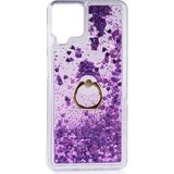 Pilanix Samsung Galaxy A22 Kılıf Sulu Simli Yüzüklü Milce Kapak Mor