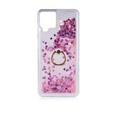 Pilanix Samsung Galaxy A22 Kılıf Sulu Simli Yüzüklü Milce Kapak Pembe
