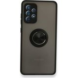 Pilanix Samsung Galaxy A23 Kılıf Kamera Korumalı Yüzüklü Manyetik Standlı Arkası Buzlu Iring Kapak - Siyah