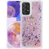 Pilanix Samsung Galaxy A23 Kılıf Sulu Simli Parlak Yüzüklü Milce Kapak Pembe