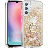 Pilanix Samsung Galaxy A25 Kılıf Yüzüklü Standlı Içi Sulu Hareketli Milce Kapak - Gold