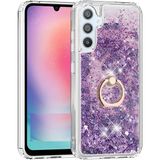 Pilanix Samsung Galaxy A25 Kılıf Yüzüklü Standlı Içi Sulu Hareketli Milce Kapak - Mor