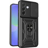 Pilanix Samsung Galaxy A27 Kılıf Ultra Korumalı Yüzüklü Manyetik Kamera Korumalı Sürgülü Vega Kapak - Siyah