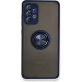 Pilanix Samsung Galaxy A33 Kılıf Kamera Korumalı Yüzüklü Manyetik Standlı Arkası Buzlu Iring Kapak - Lacivert
