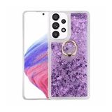 Pilanix Samsung Galaxy A33 Kılıf Sulu Simli Parlak Yüzüklü Milce Kapak Mor