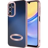 Pilanix Samsung Galaxy A35 Kılıf Kamera Korumalı Renkli Kenarlı Logo Açık Arkası Şeffaf Omega Silikon - Rose Gold