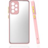 Pilanix Samsung Galaxy A53 Kılıf Renkli Kenarlı Buzlu Kamera Korumalı Hux Kapak Pembe