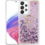 Pilanix Samsung Galaxy A53 Kılıf Sulu Simli Parlak Yüzüklü Milce Kapak Pembe