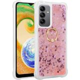 Pilanix Samsung Galaxy A54 Kılıf Yüzüklü Içi Simli Hareketli Sıvılı Milce Silikon - Pembe