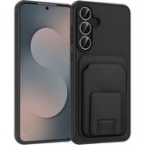 Pilanix Samsung Galaxy A56 Kılıf Kart Koymalı Standlı Tpu Bikart Kapak - Siyah