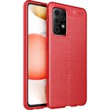 Pilanix Samsung Galaxy A72 Kılıf Deri Desenli Lux Niss Silikon Kırmızı